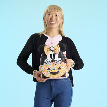 Minnie Mouse Cosplay Floral Pumpkin Glow Candy Corn-Scented Mini Backpack, Image 2